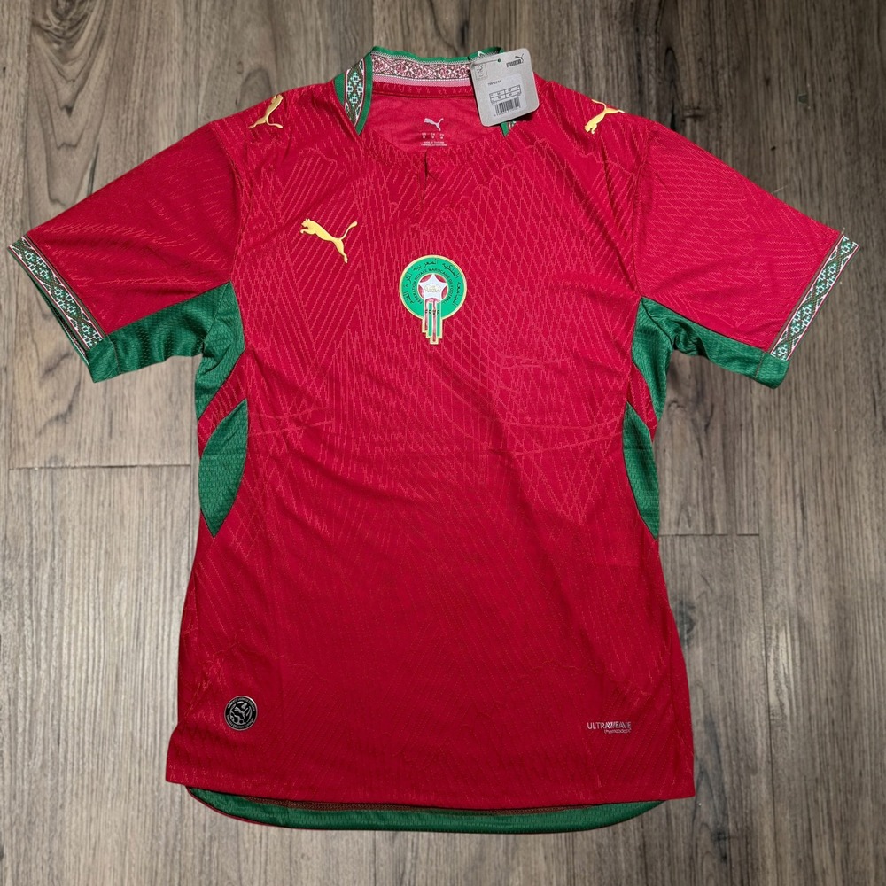 Puma Morocco 2026 Home Authentic Soccer Jersey Mens Size Medium Red Green New